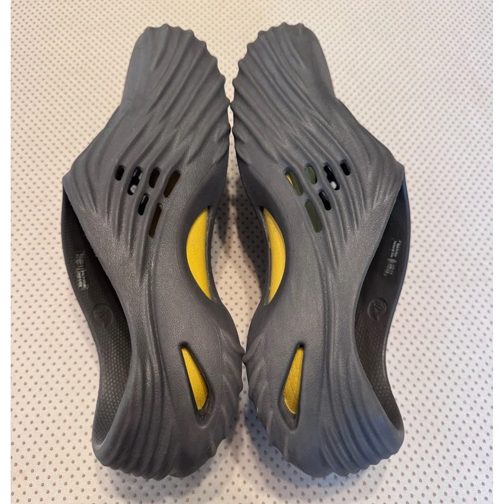 Crocs Echo Clog Storm Grey Yellow LiteRide Mens Slip On Mules Size M9 W11